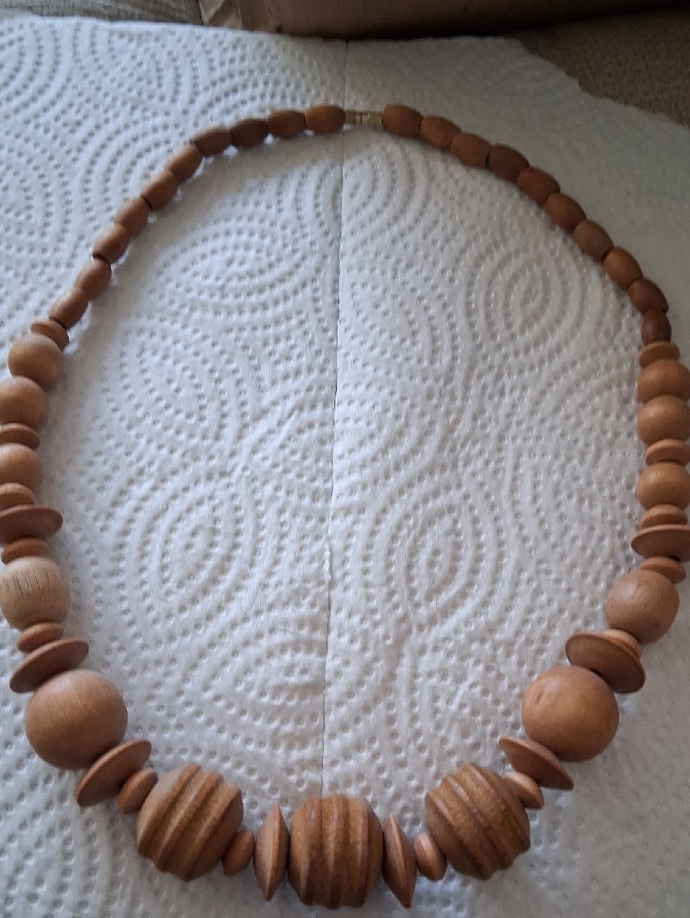 Natural Wood Bead Necklace in Brown - Brand